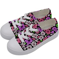 Flowers Floral Pattern Digital Texture Beautiful Kids  Low Top Canvas Sneakers