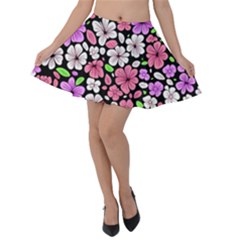 Flowers Floral Pattern Digital Texture Beautiful Velvet Skater Skirt