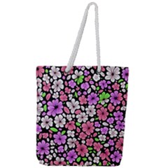 Flowers Floral Pattern Digital Texture Beautiful Full Print Rope Handle Tote (large)