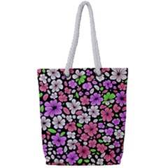 Flowers Floral Pattern Digital Texture Beautiful Full Print Rope Handle Tote (small)