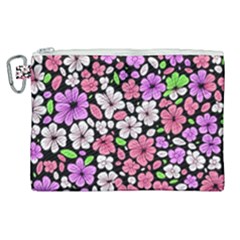 Flowers Floral Pattern Digital Texture Beautiful Canvas Cosmetic Bag (xl)