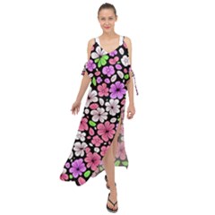 Flowers Floral Pattern Digital Texture Beautiful Maxi Chiffon Cover Up Dress