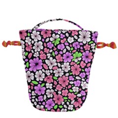 Flowers Floral Pattern Digital Texture Beautiful Drawstring Bucket Bag