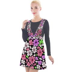 Flowers Floral Pattern Digital Texture Beautiful Plunge Pinafore Velour Dress