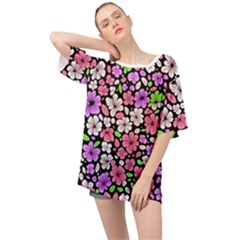 Flowers Floral Pattern Digital Texture Beautiful Oversized Chiffon Top