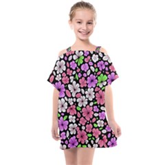 Flowers Floral Pattern Digital Texture Beautiful Kids  One Piece Chiffon Dress