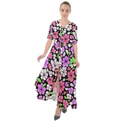 Flowers Floral Pattern Digital Texture Beautiful Waist Tie Boho Maxi Dress