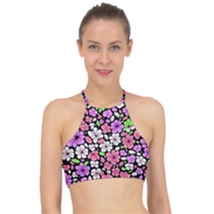 Flowers Floral Pattern Digital Texture Beautiful Halter Bikini Top