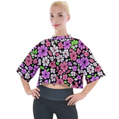 Flowers Floral Pattern Digital Texture Beautiful Mock Neck T-shirt