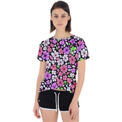 Flowers Floral Pattern Digital Texture Beautiful Open Back Sport T-shirt