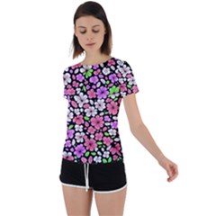 Flowers Floral Pattern Digital Texture Beautiful Back Circle Cutout Sports T-shirt