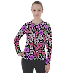 Flowers Floral Pattern Digital Texture Beautiful Women s Pique Long Sleeve T-shirt