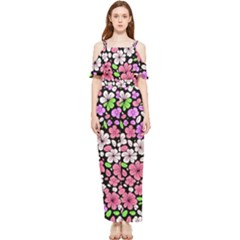 Flowers Floral Pattern Digital Texture Beautiful Draped Sleeveless Chiffon Jumpsuit