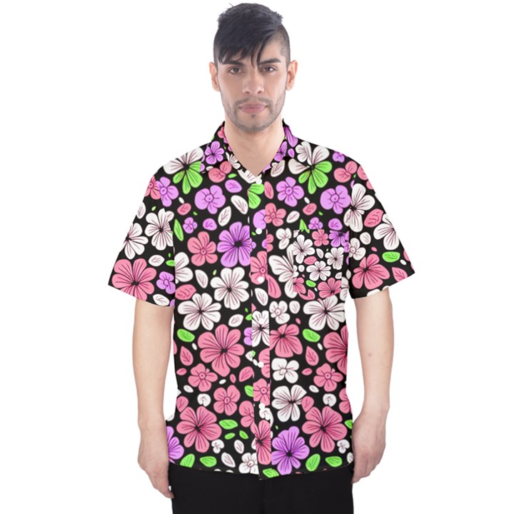 Flowers Floral Pattern Digital Texture Beautiful Men s Hawaii Shirt