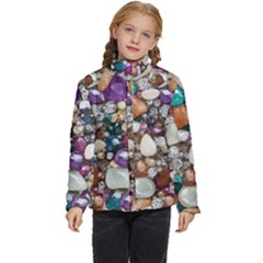 Seamless Texture Gems Diamonds Rubies Decorations Crystals Seamless Beautiful Shiny Sparkle Repetiti Kids  Puffer Bubble Jacket Coat by Maspions