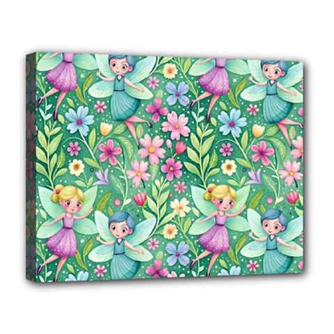 Fairies Fantasy Background Wallpaper Design Flowers Nature Colorful Canvas 14  X 11  (stretched) by Maspions