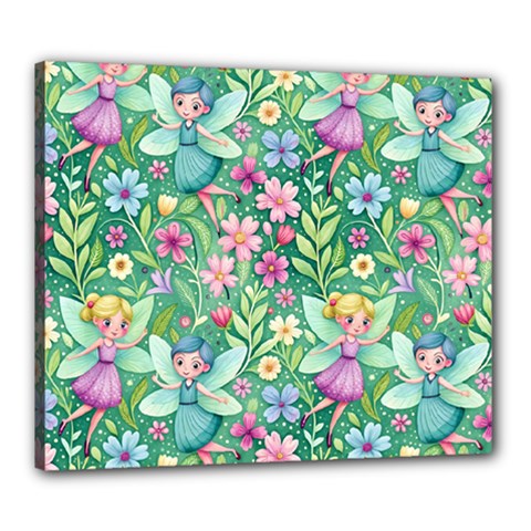 Fairies Fantasy Background Wallpaper Design Flowers Nature Colorful Canvas 24  X 20  (stretched)