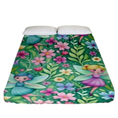 Fairies Fantasy Background Wallpaper Design Flowers Nature Colorful Fitted Sheet (king Size)