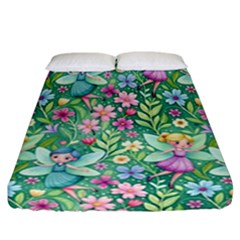 Fairies Fantasy Background Wallpaper Design Flowers Nature Colorful Fitted Sheet (california King Size)