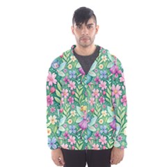 Fairies Fantasy Background Wallpaper Design Flowers Nature Colorful Men s Hooded Windbreaker