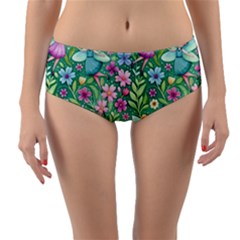 Fairies Fantasy Background Wallpaper Design Flowers Nature Colorful Reversible Mid-waist Bikini Bottoms