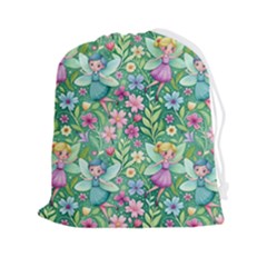 Fairies Fantasy Background Wallpaper Design Flowers Nature Colorful Drawstring Pouch (2xl)