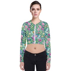 Fairies Fantasy Background Wallpaper Design Flowers Nature Colorful Long Sleeve Zip Up Bomber Jacket