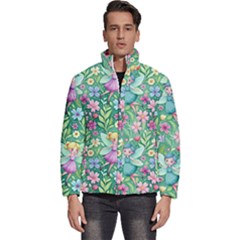 Fairies Fantasy Background Wallpaper Design Flowers Nature Colorful Men s Puffer Bubble Jacket Coat