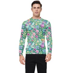 Fairies Fantasy Background Wallpaper Design Flowers Nature Colorful Men s Long Sleeve Rash Guard