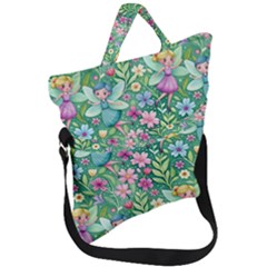 Fairies Fantasy Background Wallpaper Design Flowers Nature Colorful Fold Over Handle Tote Bag