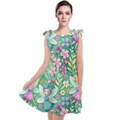 Fairies Fantasy Background Wallpaper Design Flowers Nature Colorful Tie Up Tunic Dress