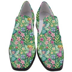 Fairies Fantasy Background Wallpaper Design Flowers Nature Colorful Women Slip On Heel Loafers