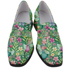 Fairies Fantasy Background Wallpaper Design Flowers Nature Colorful Women s Chunky Heel Loafers