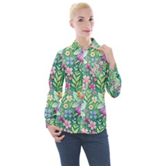 Fairies Fantasy Background Wallpaper Design Flowers Nature Colorful Women s Long Sleeve Pocket Shirt