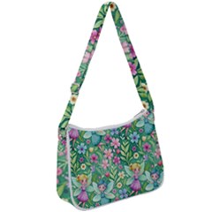 Fairies Fantasy Background Wallpaper Design Flowers Nature Colorful Zip Up Shoulder Bag by Maspions