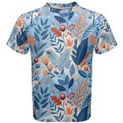 Berries Foliage Seasons Branches Seamless Background Nature Men s Cotton T-shirt