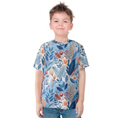 Berries Foliage Seasons Branches Seamless Background Nature Kids  Cotton T-shirt