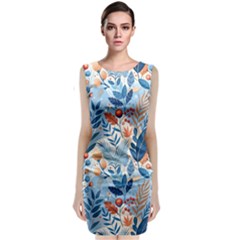 Berries Foliage Seasons Branches Seamless Background Nature Classic Sleeveless Midi Dress