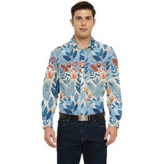 Berries Foliage Seasons Branches Seamless Background Nature Men s Long Sleeve  Shirt by Maspions