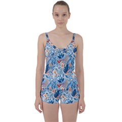 Berries Foliage Seasons Branches Seamless Background Nature Tie Front Two Piece Tankini