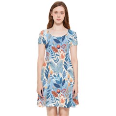 Berries Foliage Seasons Branches Seamless Background Nature Inside Out Cap Sleeve Dress