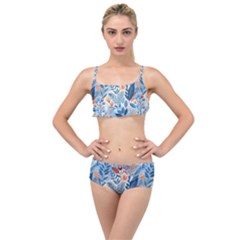 Berries Foliage Seasons Branches Seamless Background Nature Layered Top Bikini Set