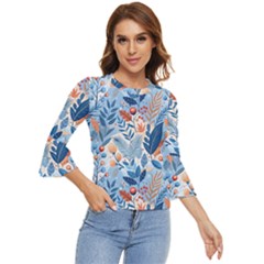 Berries Foliage Seasons Branches Seamless Background Nature Bell Sleeve Top