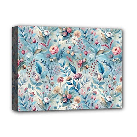 Floral Background Wallpaper Flowers Bouquet Leaves Herbarium Seamless Flora Bloom Deluxe Canvas 16  X 12  (stretched) 