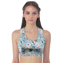 Floral Background Wallpaper Flowers Bouquet Leaves Herbarium Seamless Flora Bloom Fitness Sports Bra