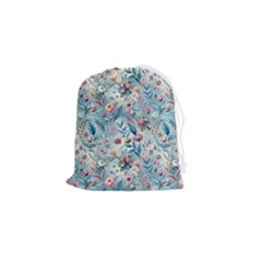 Floral Background Wallpaper Flowers Bouquet Leaves Herbarium Seamless Flora Bloom Drawstring Pouch (small)