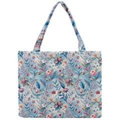 Floral Background Wallpaper Flowers Bouquet Leaves Herbarium Seamless Flora Bloom Mini Tote Bag