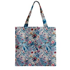 Floral Background Wallpaper Flowers Bouquet Leaves Herbarium Seamless Flora Bloom Zipper Grocery Tote Bag