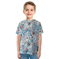 Floral Background Wallpaper Flowers Bouquet Leaves Herbarium Seamless Flora Bloom Kids  Sport Mesh T-shirt