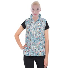 Floral Background Wallpaper Flowers Bouquet Leaves Herbarium Seamless Flora Bloom Women s Button Up Vest